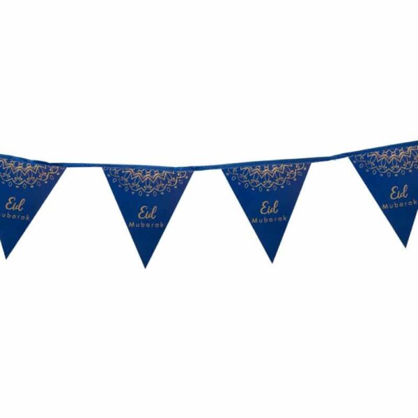Blue and Gold Eid Mubarak Bunting - 3M