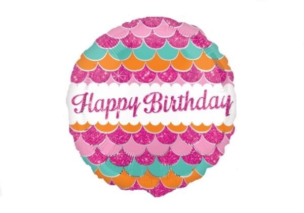 Pink Scalloped Happy Birthday Balloon