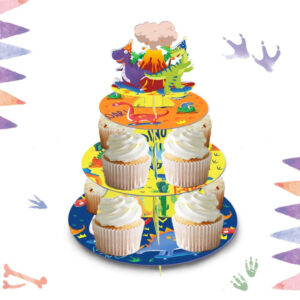 3 Tier Dinosaur themed Cupcake Stand