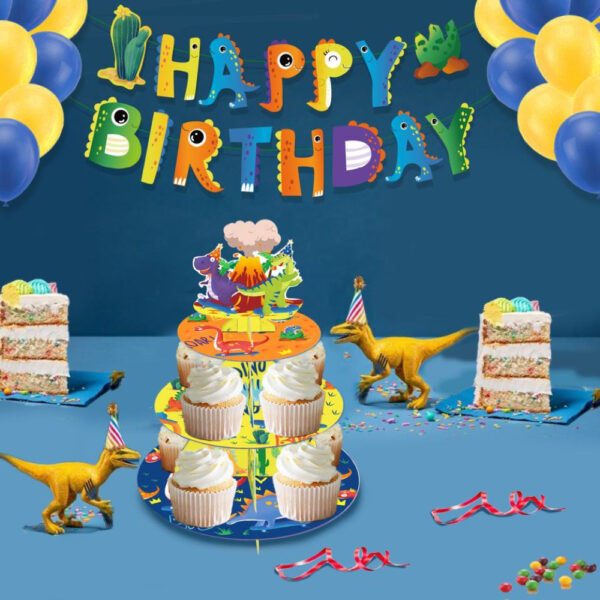 3 Tier Dinosaur themed Cupcake Stand - Image 6