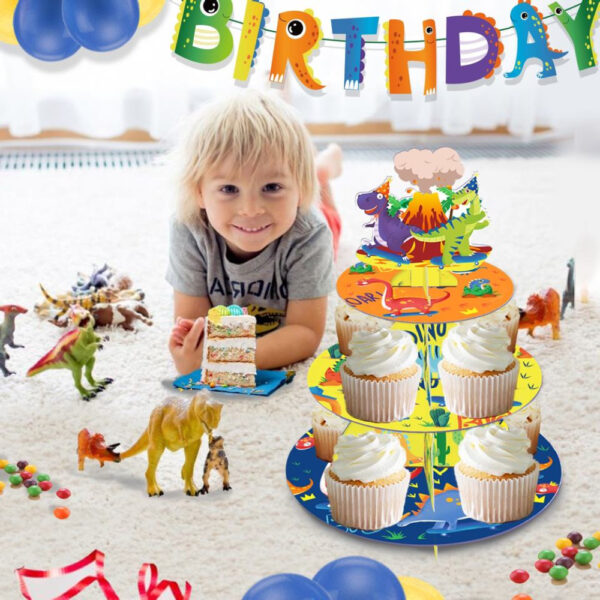 3 Tier Dinosaur themed Cupcake Stand - Image 5
