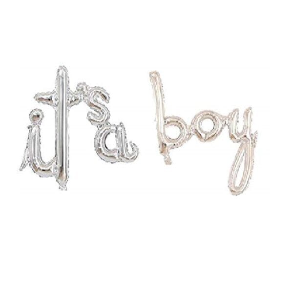 It's a boy script handwritten foil balloons (Silver)