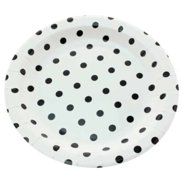 White with Black Polka Dots Paper Plates