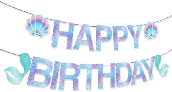 Mermaid Themed Happy Birthday Banner - Image 2