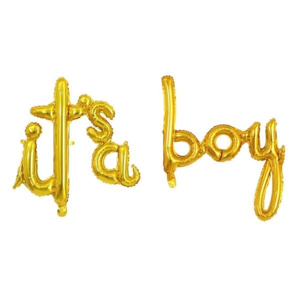 It's a boy script handwritten foil balloons (Gold)