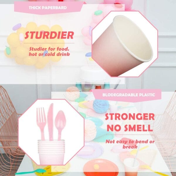 Ice Cream Party Tableware Set Pink - Image 3