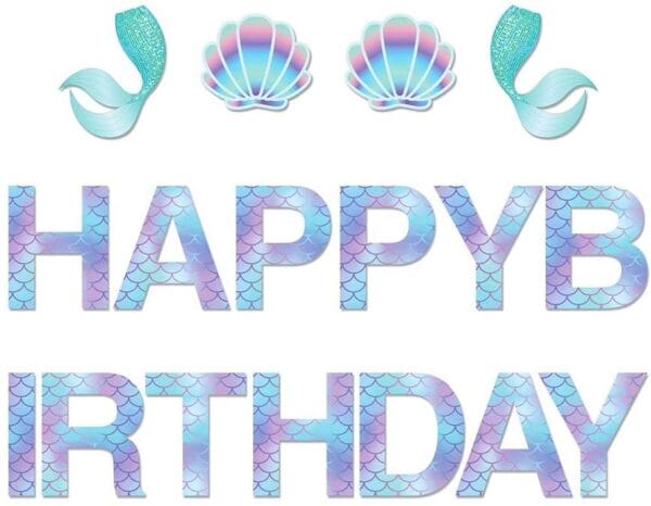 Mermaid Themed Happy Birthday Banner - Image 3