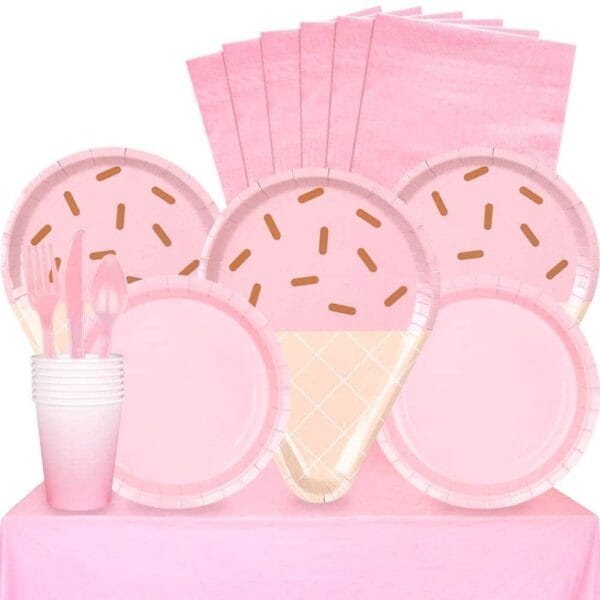 Ice Cream Party Tableware Set Pink