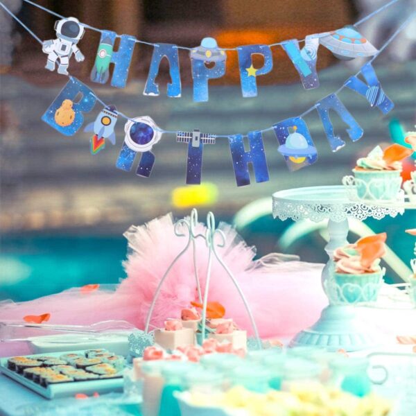 Happy Birthday Banner Space Astronaut - Image 3