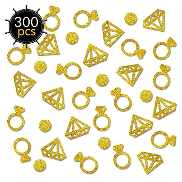Gold Glittering Engagement Ring Confetti Pack