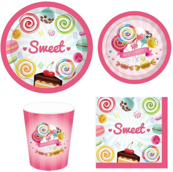 Candyland Themed Party Tableware Set for 8