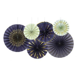 Blue and Gold Ramadan and Eid Mubarak Paper Fans