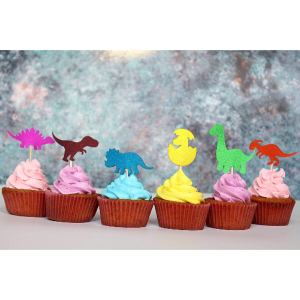 Dinosaur Glitter Cupcake Toppers - Image 3