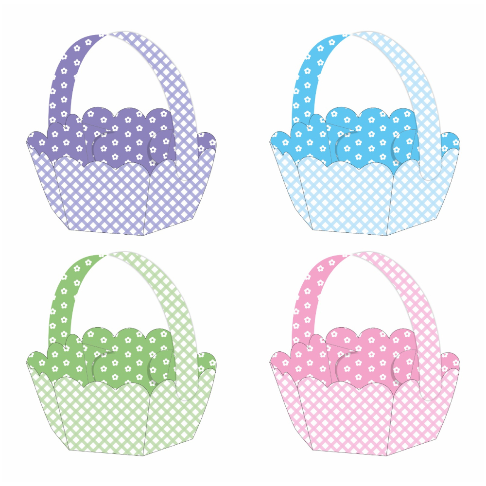 Easter Baskets Pastel Flower Shape