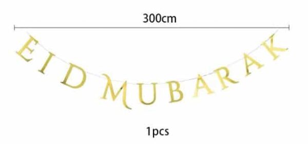 Eid Mubarak Gold Hanging Banner - Image 2