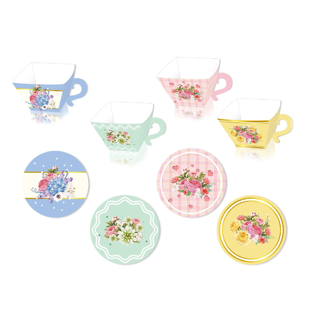 Floral Paper Tea Cup & Saucer Centerpieces