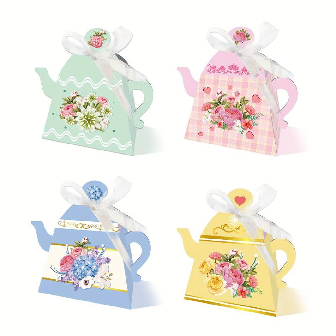 Floral Teapot Party Favor Boxes