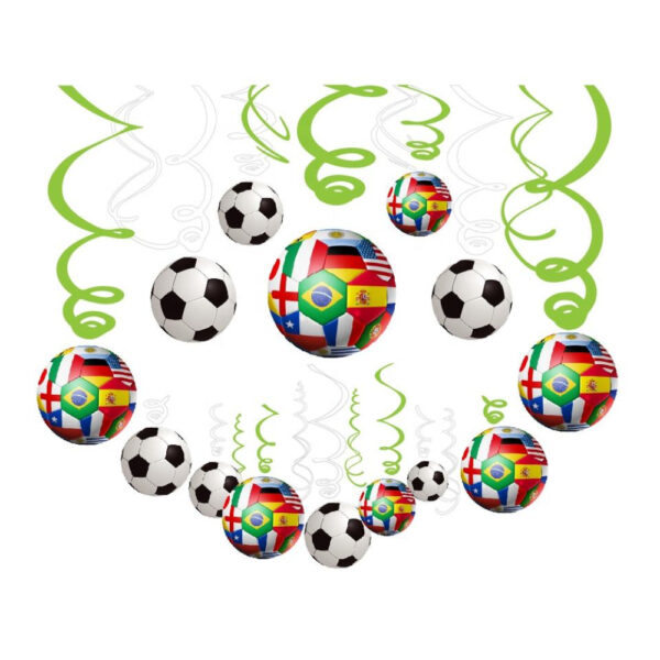 Football with Flags Hanging Swirls