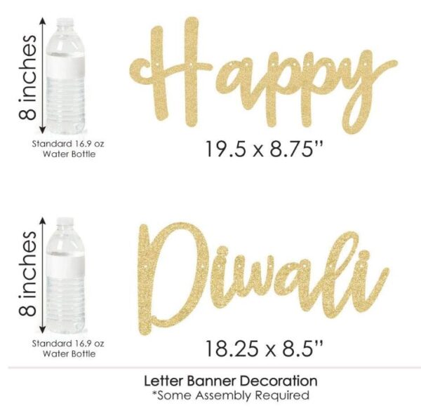 Glittering Gold Happy Diwali Banner and Garland Set - Image 4