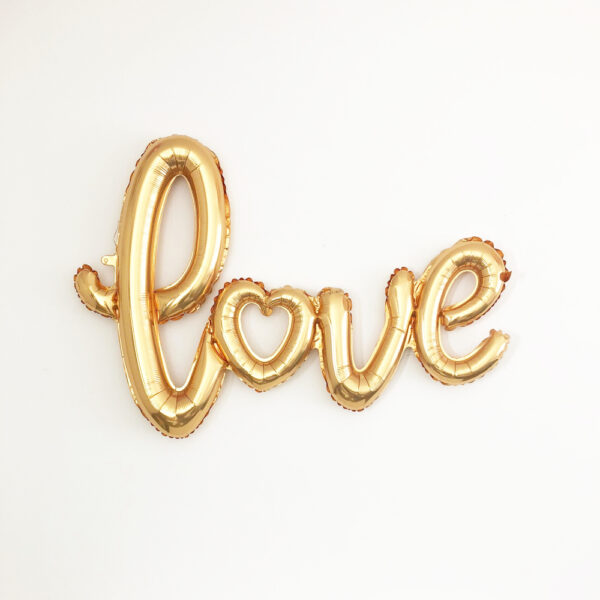Gold Love with a heart Foil Balloon Banner - Image 2