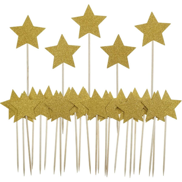 Gold Stars Cupcake Toppers