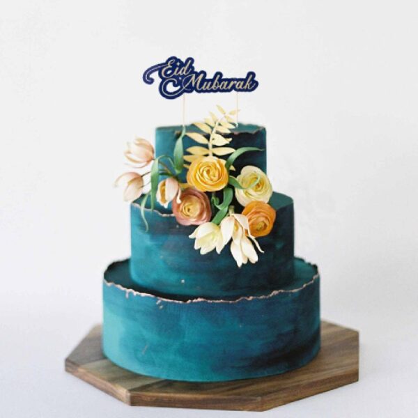 Blue and Gold Eid Mubarak Cake Topper - Image 2