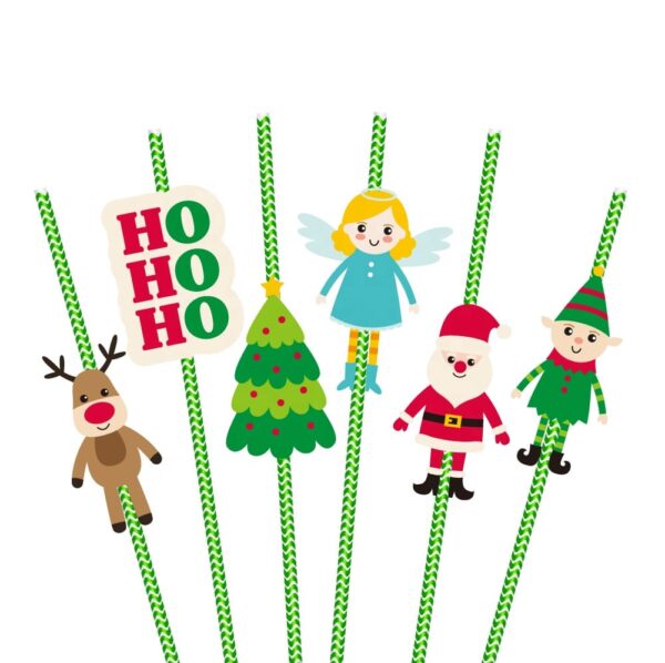 Christmas themed Santa Party Straws Pack of 36