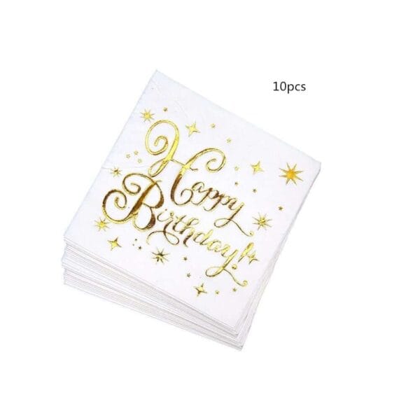Gold and White Happy Birthday Party Tableware Set - Image 5