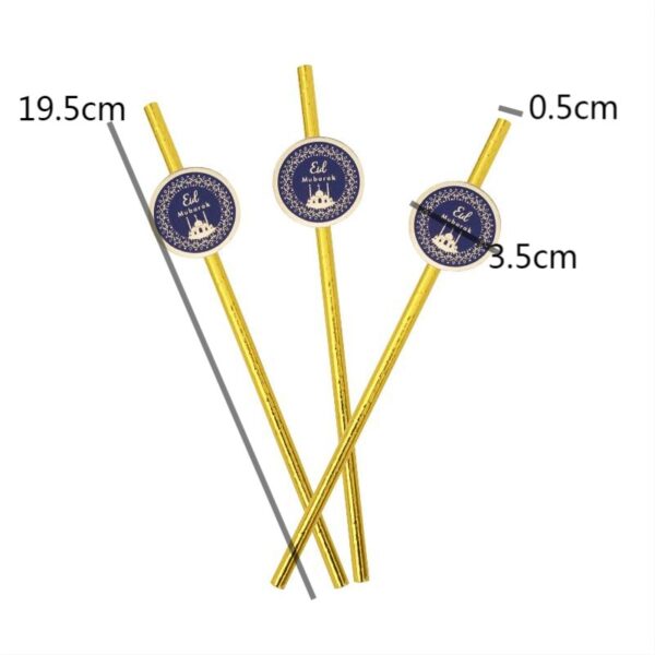 Blue and Gold Eid Mubarak Straw Set of 8 - Image 3