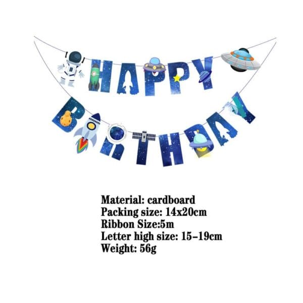 Happy Birthday Banner Space Astronaut - Image 4