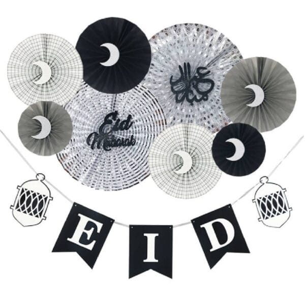 Eid Mubarak Party Paper Fans and Banner Set
