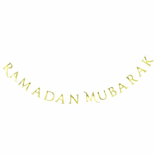 Ramadan Mubarak Gold Hanging Banner