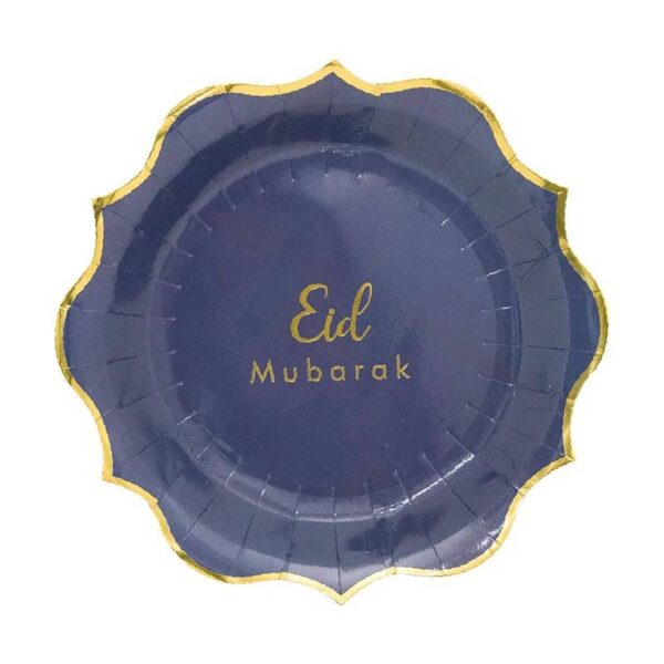 Blue and Gold Eid Mubarak Plates - Big