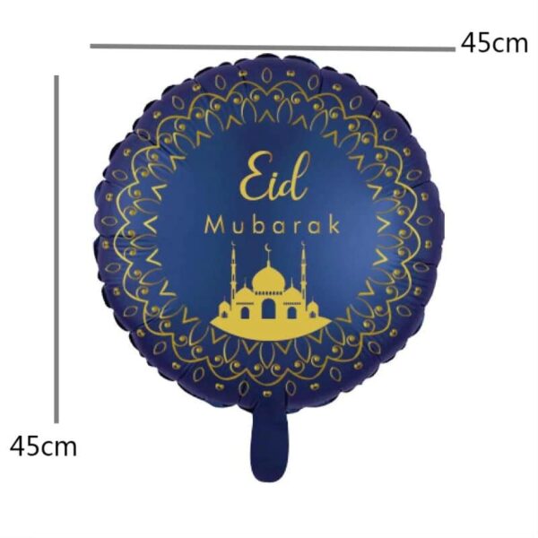 Blue and Gold Eid Mubarak Foil Balloon - Image 2