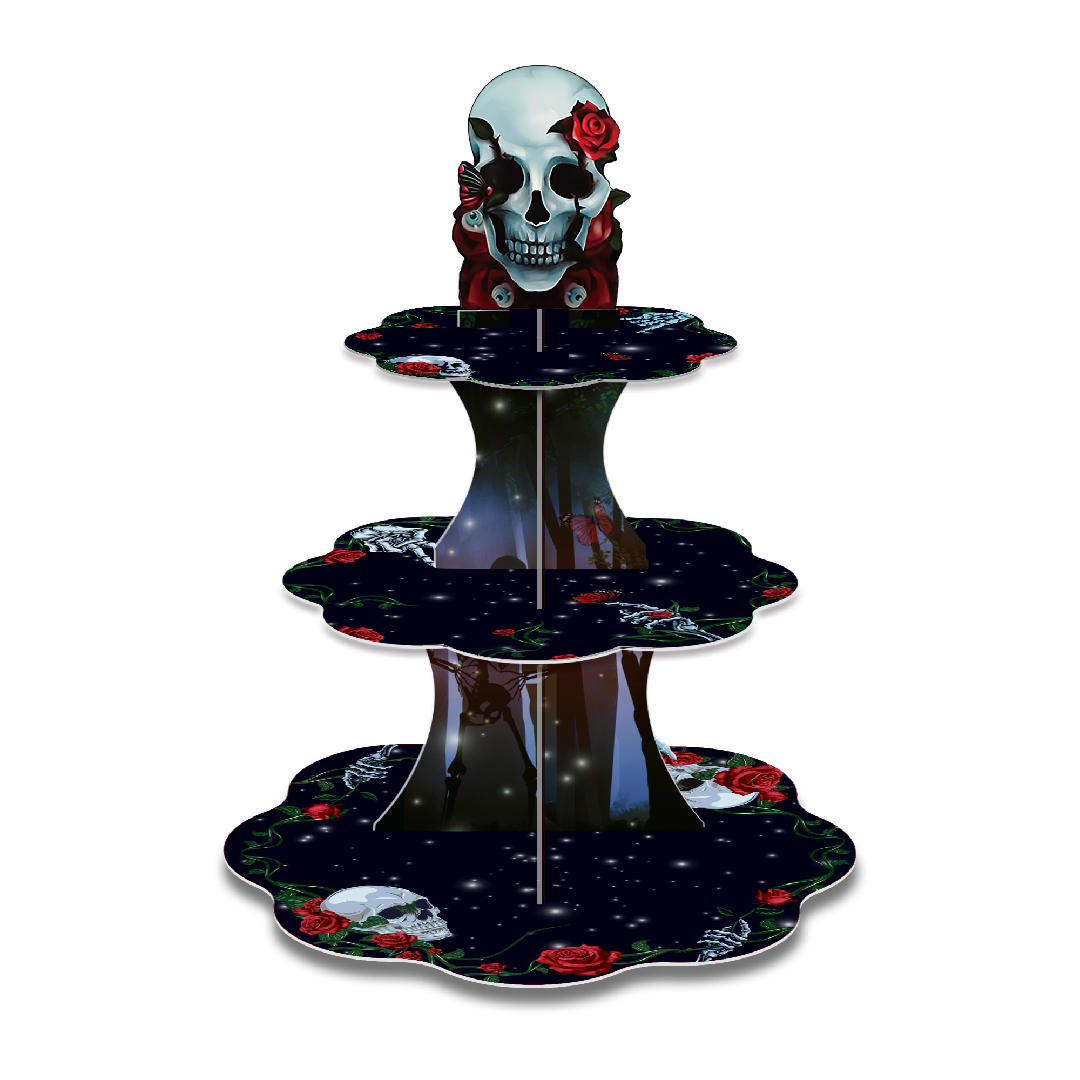 Halloween Skull Cupcake Stand 3 Tier