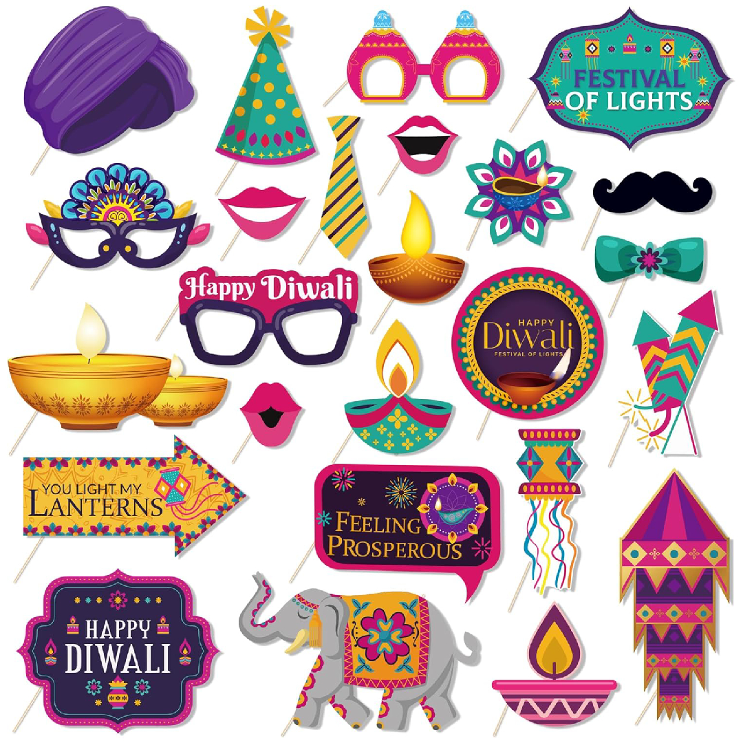 Happy Diwali Photobooth Props