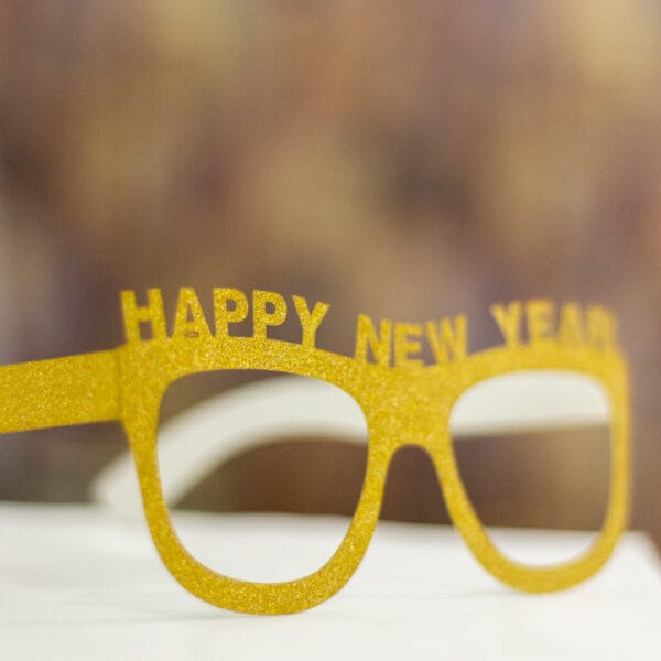 Happy New Year Glittering Gold Glasses - Image 4