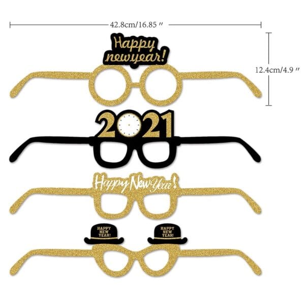 Happy New Year 2021 Eye Glasses Set of 8 - Image 2