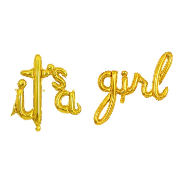 It's a girl script handwritten foil balloons (Gold)