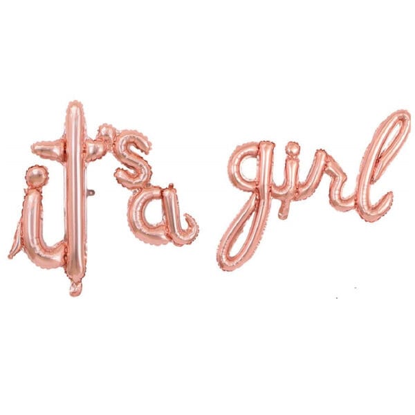It's a girl script handwritten foil balloons (Rose Gold)