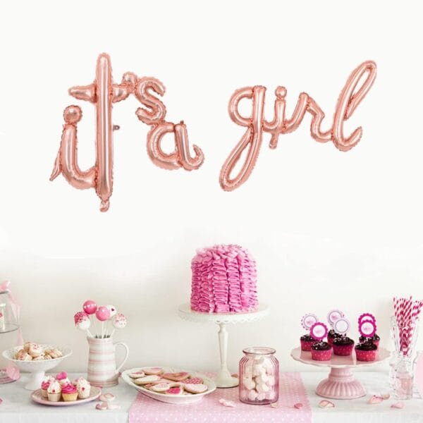 It's a girl script handwritten foil balloons (Rose Gold) - Image 2