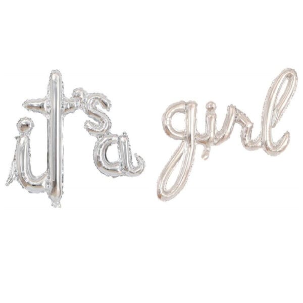 It's a girl script handwritten foil balloons (Silver)