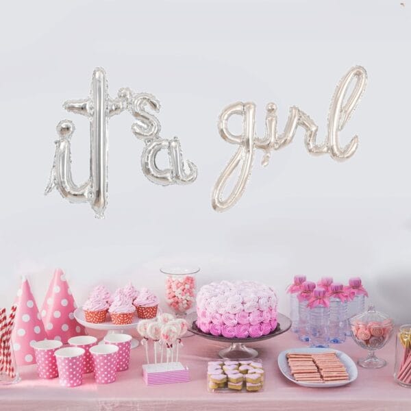 It's a girl script handwritten foil balloons (Silver) - Image 2