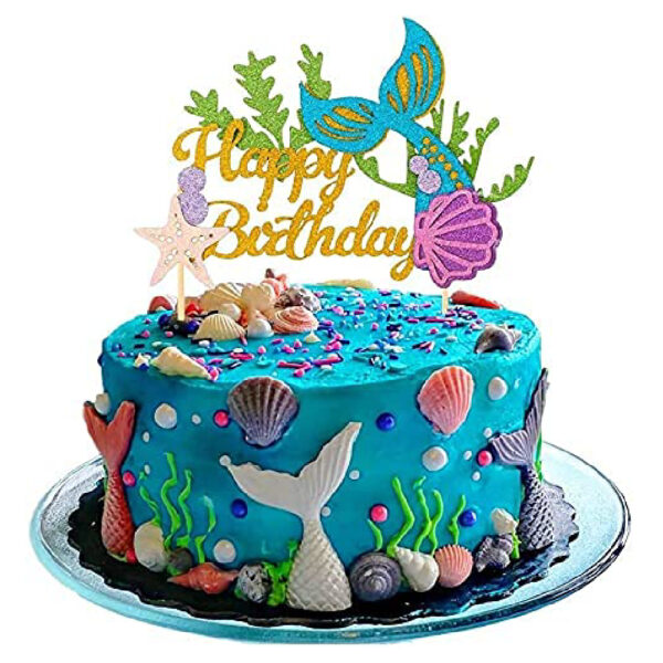 Mermaid Happy Birthday Cake Topper - Image 2