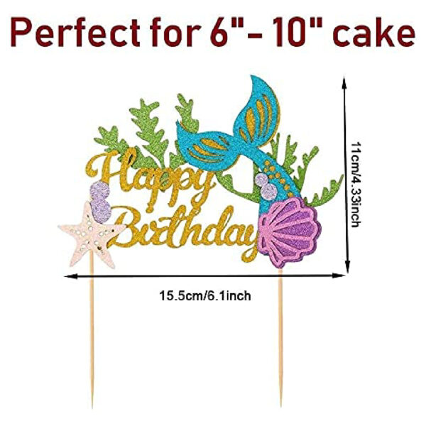 Mermaid Happy Birthday Cake Topper - Image 3