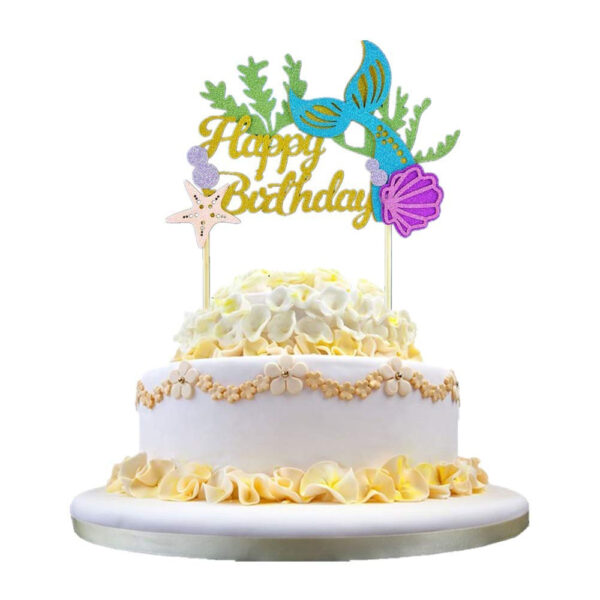 Mermaid Happy Birthday Cake Topper