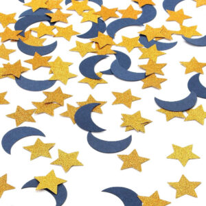 Navy Blue Moon Gold Star Confetti