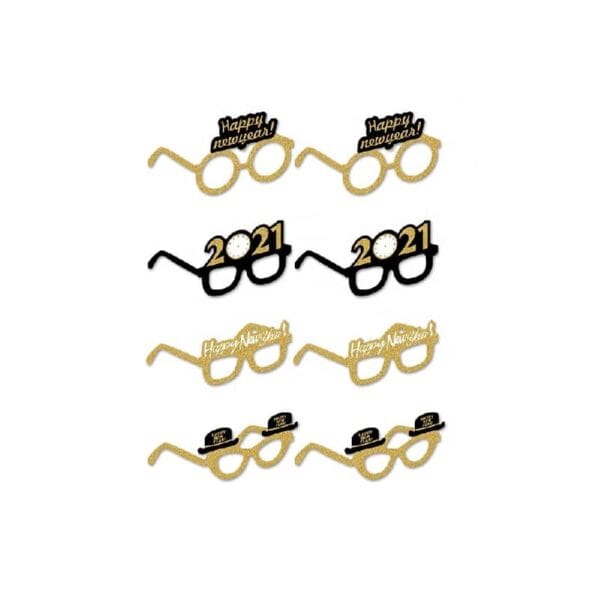 Happy New Year 2021 Eye Glasses Set of 8