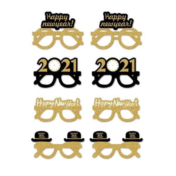 Happy New Year 2021 Eye Glasses Set of 8 - Image 3