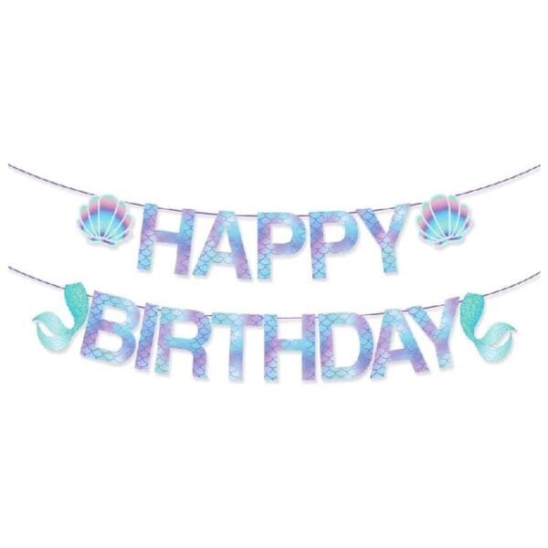 Mermaid Themed Happy Birthday Banner